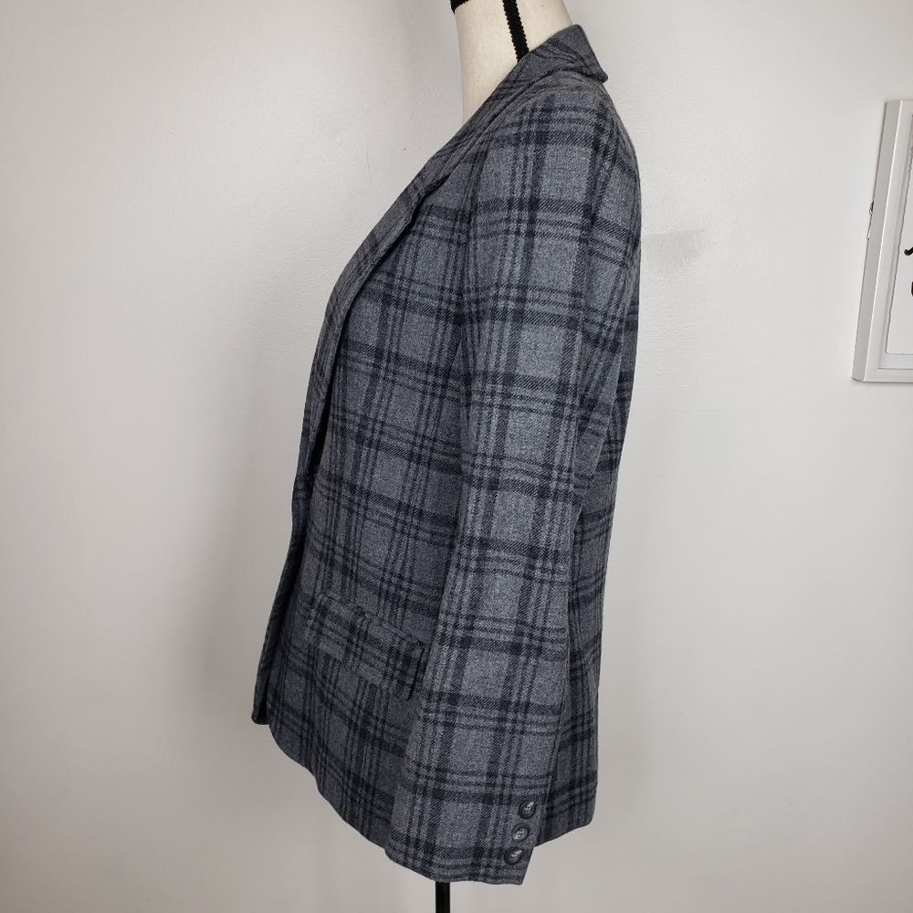 Pendleton Gray Wool Plaid Button Front Blazer 10 - image 4